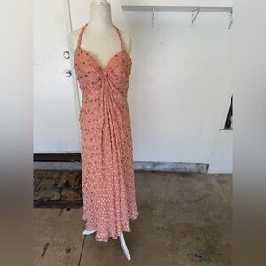 Chic Strapless Pink Dress with Gold Details